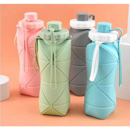 Collapsible Silicone Water Bottle – 600ml Foldable Travel Bottle