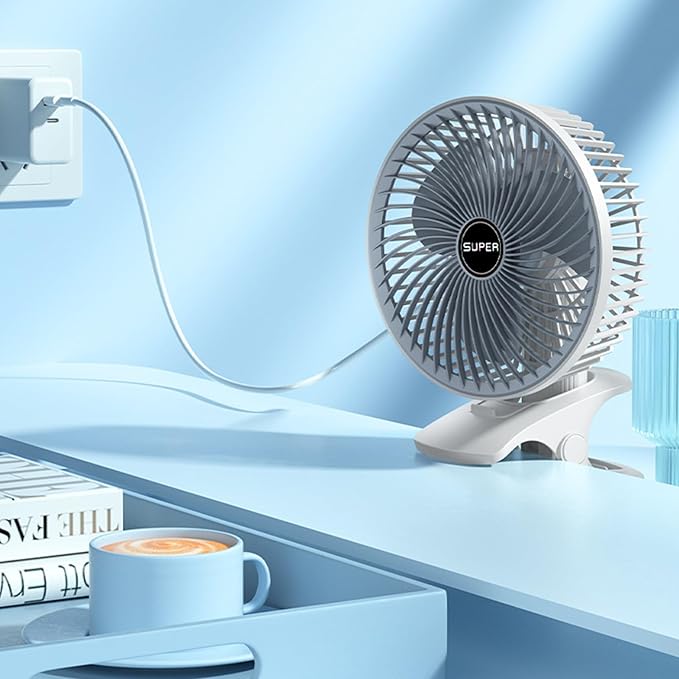 4-in-1 USB Rechargeable Clip Fan – 360° Rotation, 3 Speed, Quiet & Powerful | Continum