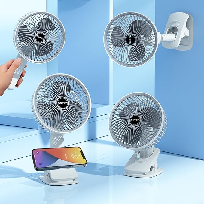 4-in-1 USB Rechargeable Clip Fan – 360° Rotation, 3 Speed, Quiet & Powerful | Continum