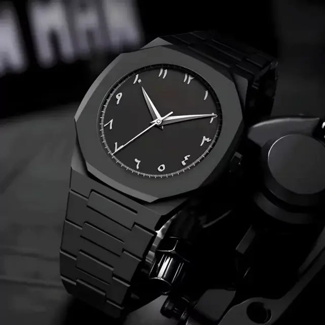 Arabic Aura Watch – Matte Black Dial with Eastern Arabic Numerals & Date | Continum