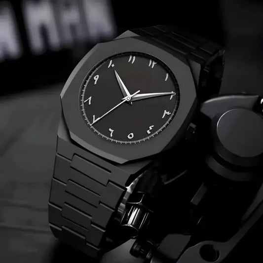 Arabic Aura Watch – Matte Black Dial with Eastern Arabic Numerals & Date | Continum
