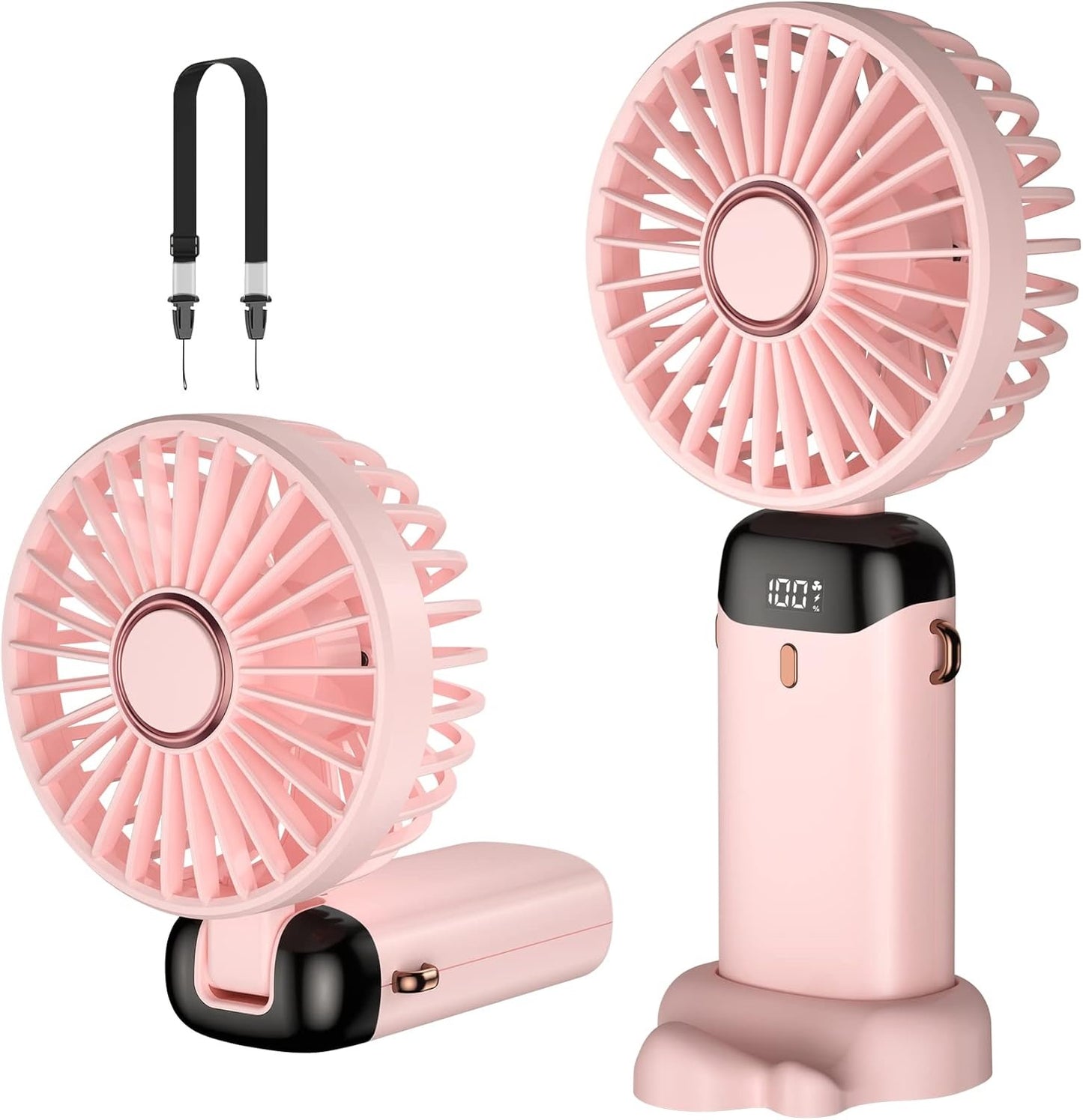 5-in-1 Digital Display Mini Fan – USB-C Rechargeable Handheld, Neck & Desk Fan | Continum