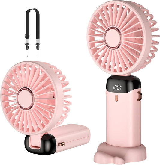 5-in-1 Digital Display Mini Fan – USB-C Rechargeable Handheld, Neck & Desk Fan | Continum