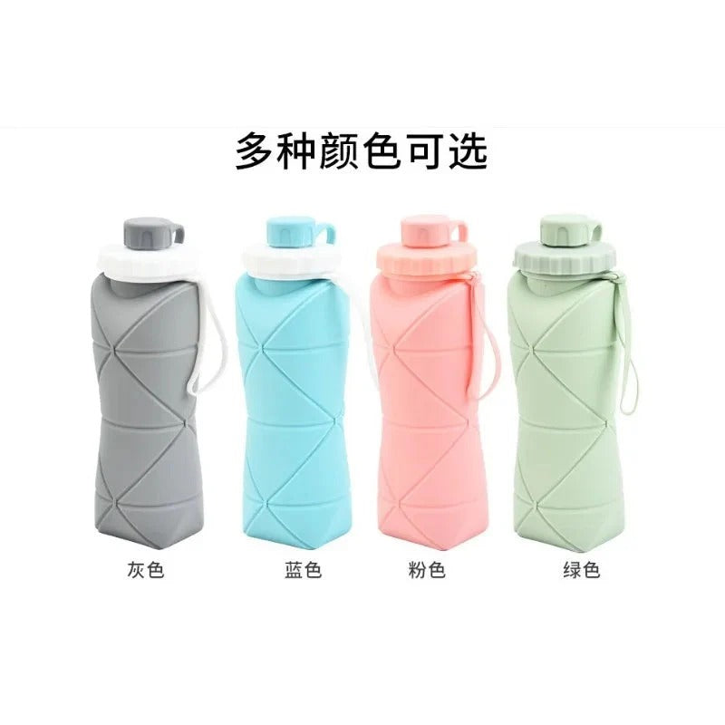 Collapsible Silicone Water Bottle – 600ml Foldable Travel Bottle
