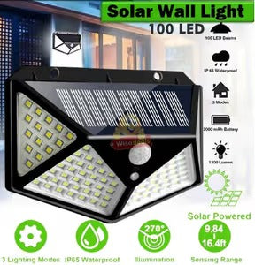 100 LED Solar Motion Sensor Wall Light – IP65 Waterproof | Continum