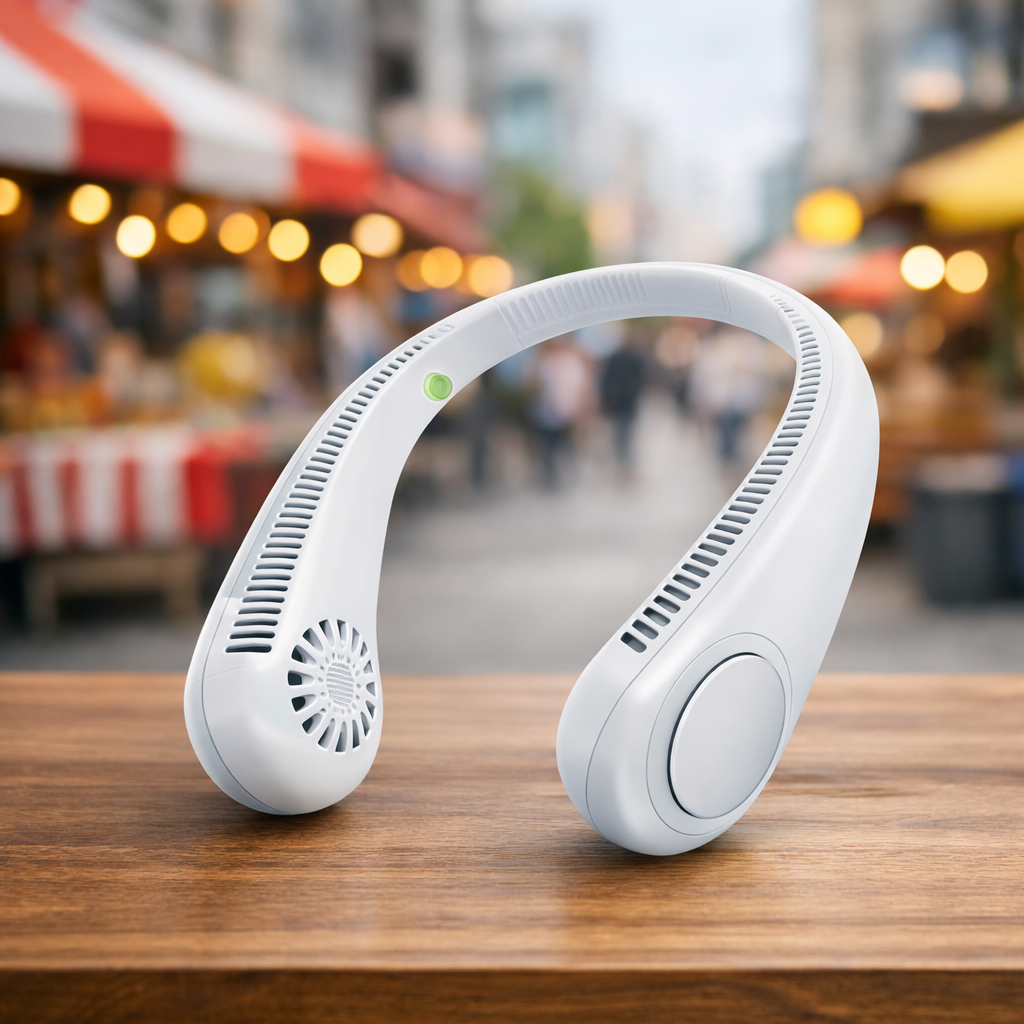 STREET VENDOR Premium Silicone Bladeless Neck Fan – Wearable Personal Air Cooler & Purifier | Continum
