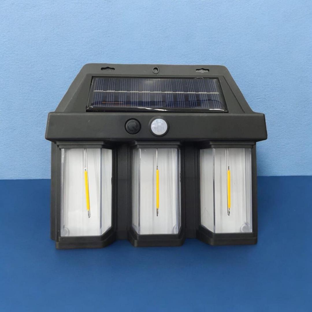 Solar 3 Bulb Wall Lamp – Motion Sensor, Warm Golden Glow, Outdoor Security Light | Continum