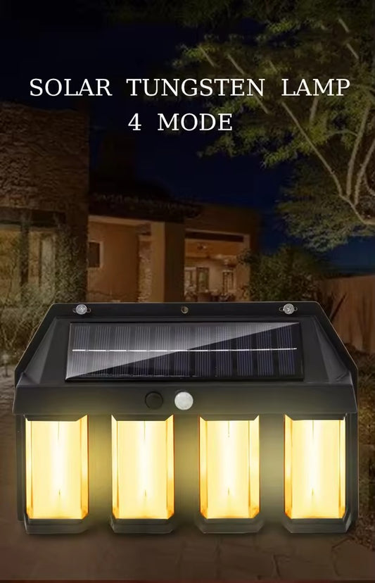Solar Tungsten Wall Lamp – 4 Bulbs, 4 Modes, 2400Lm Motion Sensor | Continum