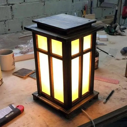 Wooden LED Table Lamp – Warm Golden Glow, Black Finish for Home, Bedroom & Office | Continum