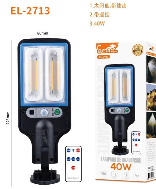 EL-2713 40W Solar Street Lamp – Remote Control, Motion Sensor, Warm Light | Continum