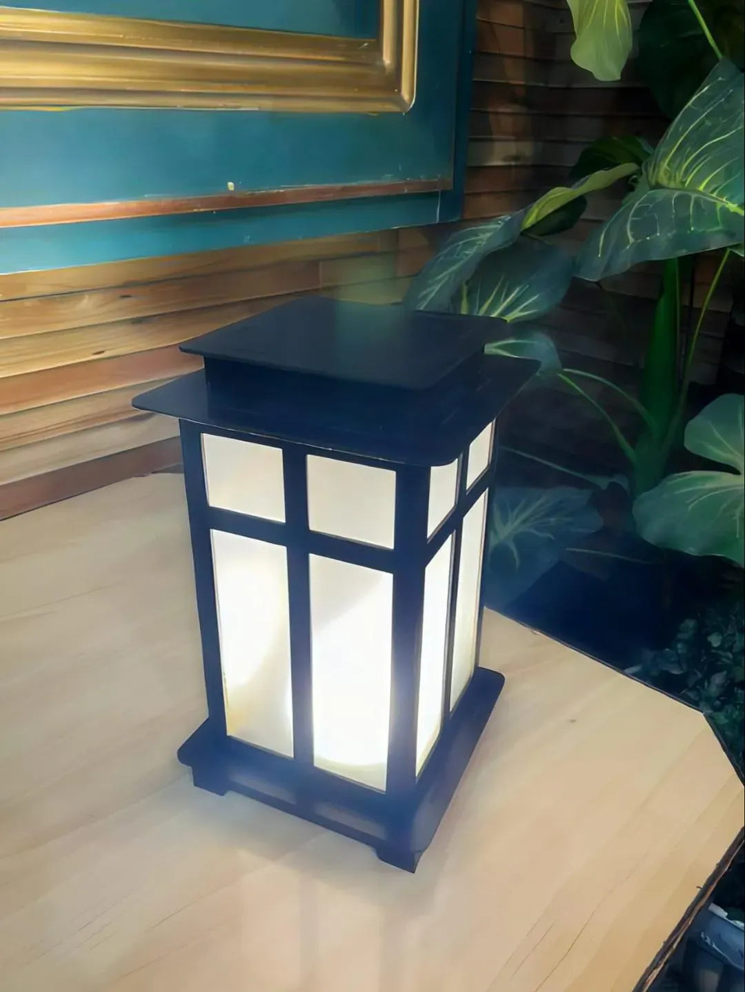 Wooden LED Table Lamp – Warm Golden Glow, Black Finish for Home, Bedroom & Office | Continum